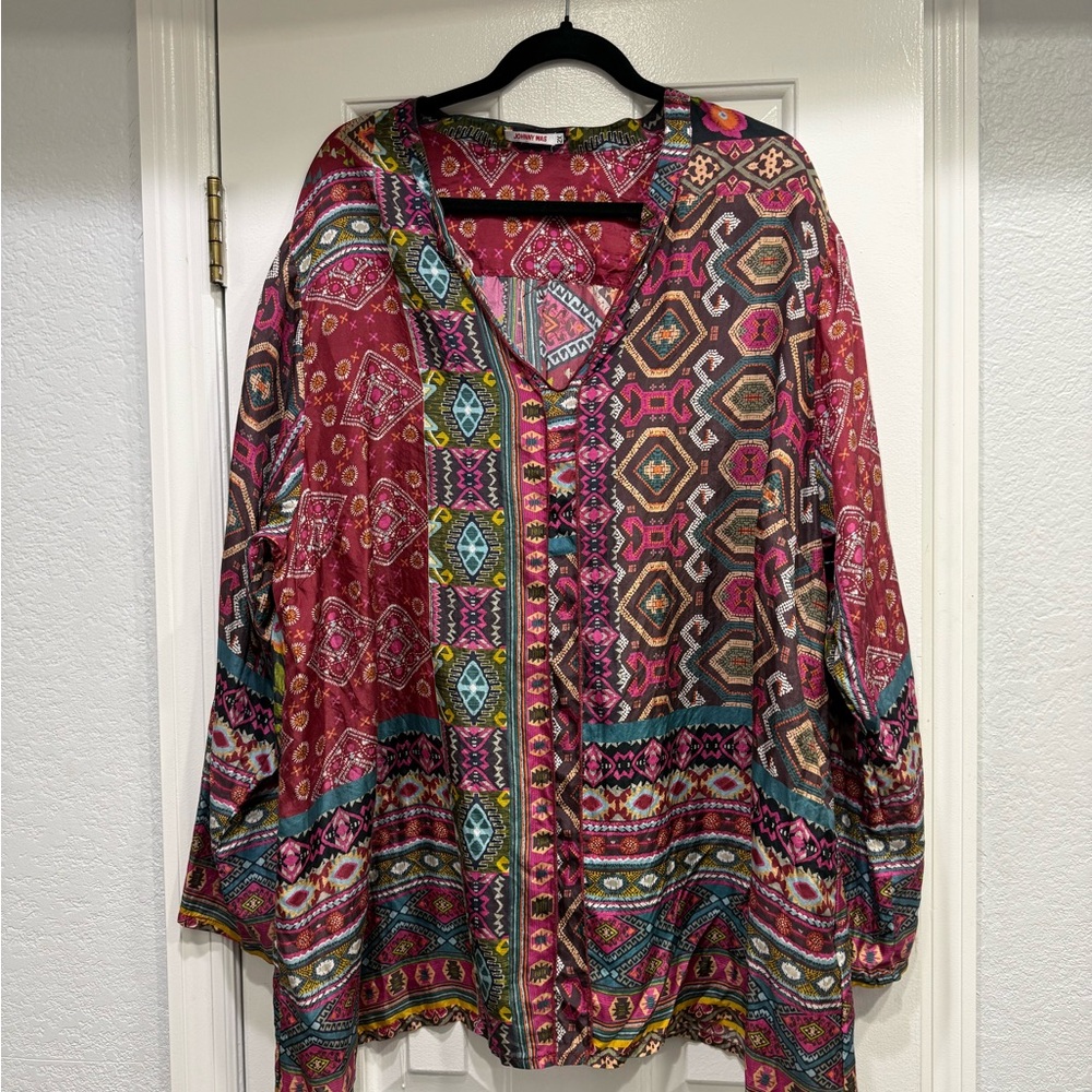 Johnny was Bohemian Multicolor Silk Women's sz 2x Top